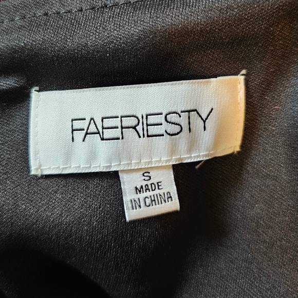 Faeriesty Womens Elegant Sparkly Glittery Magenta Gown, Thigh Slit, Sheer Arms S - Picture 9 of 11